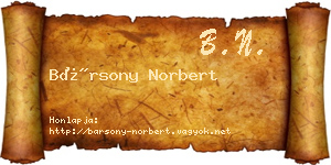 Bársony Norbert névjegykártya